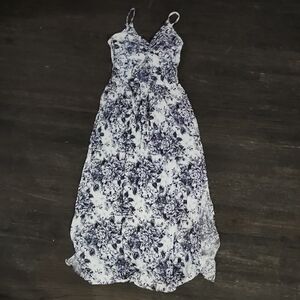 Angie Floral Maxi Dress in Black and White